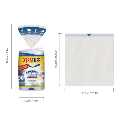 30155, XtraTuff Extra Strong Medium Drawstring Trash Bags 8Gal 90CT - Fresh Linen, 191554301559