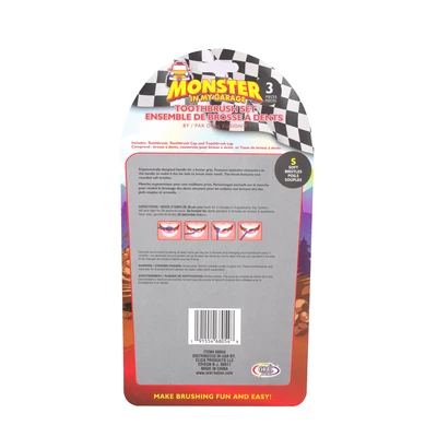 68054, Oral Fusion Kids Monster Truck Toothbrush 3PK Set With Rinsing Cup, 191554680548