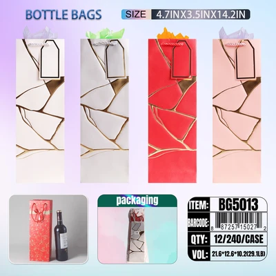 BG5013, Bottle Bags Ast.4-Styles 4.7"x3.5"x14.2", 887257150272
