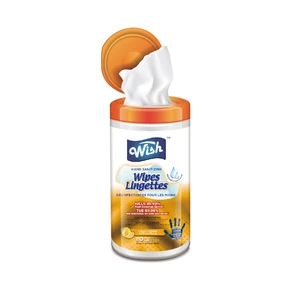 60412F, Wish Hand Sanitizing Wipes Can 80CT Lemon, 191554604124