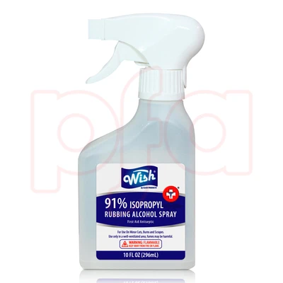 61305, Wish Isopropyl Rubbing Alcohol Spray 10oz 91% Clear, 191554613058