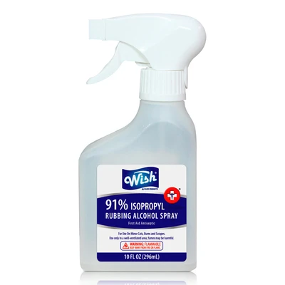 61305, Wish Isopropyl Rubbing Alcohol Spray 10oz 91% Clear, 191554613058