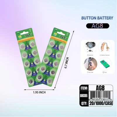 AG08, Button Cell Battery-(AG08)=LR1120/1121-LR55-L1121, 887257730115