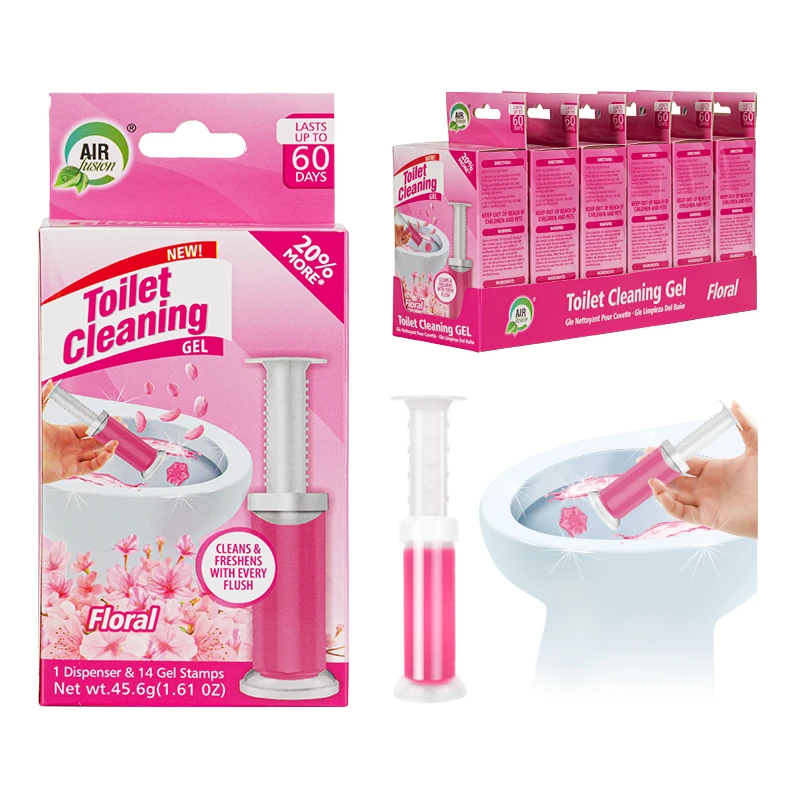 Toilet Cleaning Gel 1 Pack Clean Floral Scent 1.61oz with 14 Stamps - Air Fusion