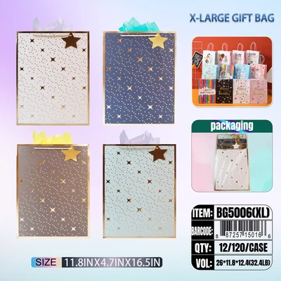 BG5006-XL, General Gift Bags XL.Assorted x4  11.8"x4.7"x16.5", 887257150166