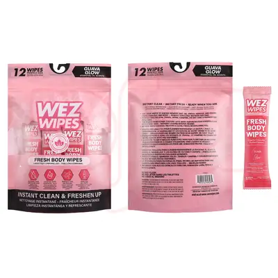 69326, WEZ WIPES  Fresh Body Wipes 12pcs Guava Glow, 191554693265