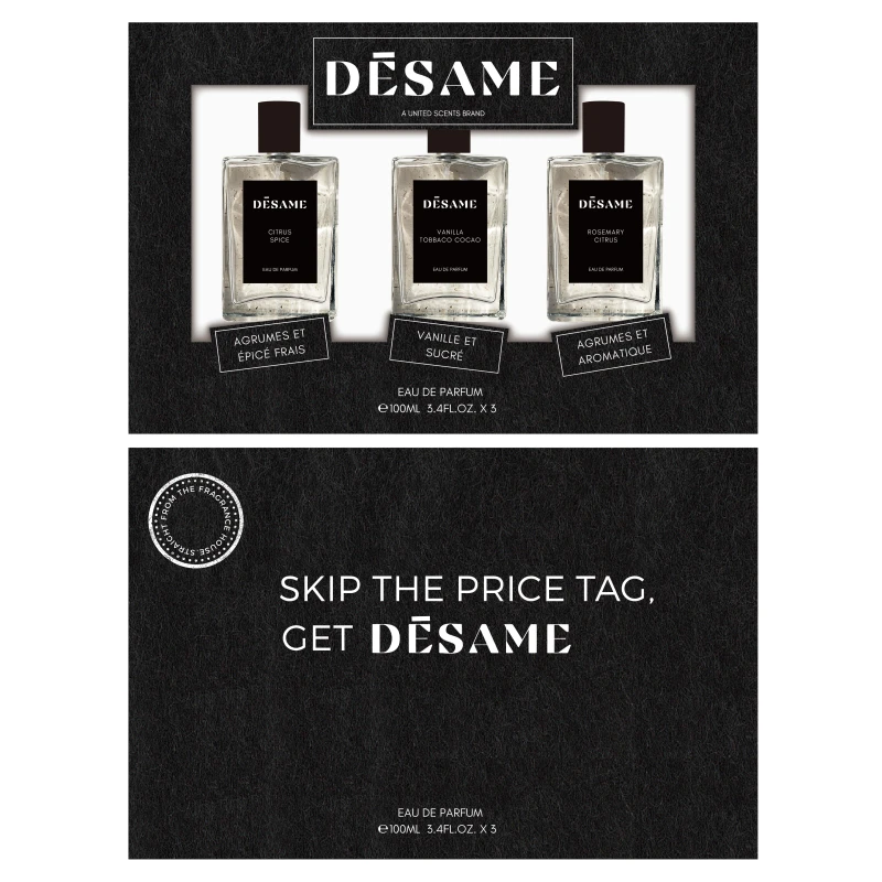 DESAME ROSEMARY CITRUS/ CITRUS SPICE/ VANILLA TOBBACO CACAO 3pcs Gift Set 1.2oz EDP