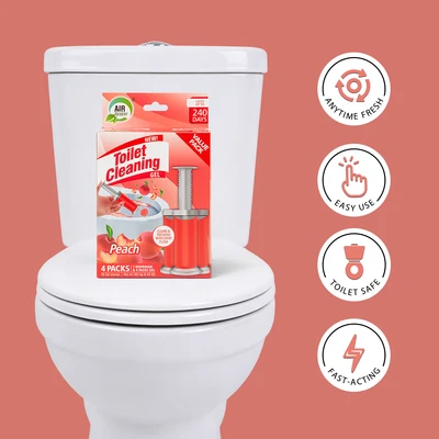 60132, Air Fusion Toilet Cleaning Gel 6.43oz 4PK – Peach, 191554601321