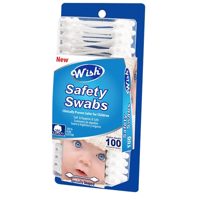 24006, Wish Cotton Swabs 100CT Safety Plastic Stick, 191554240063