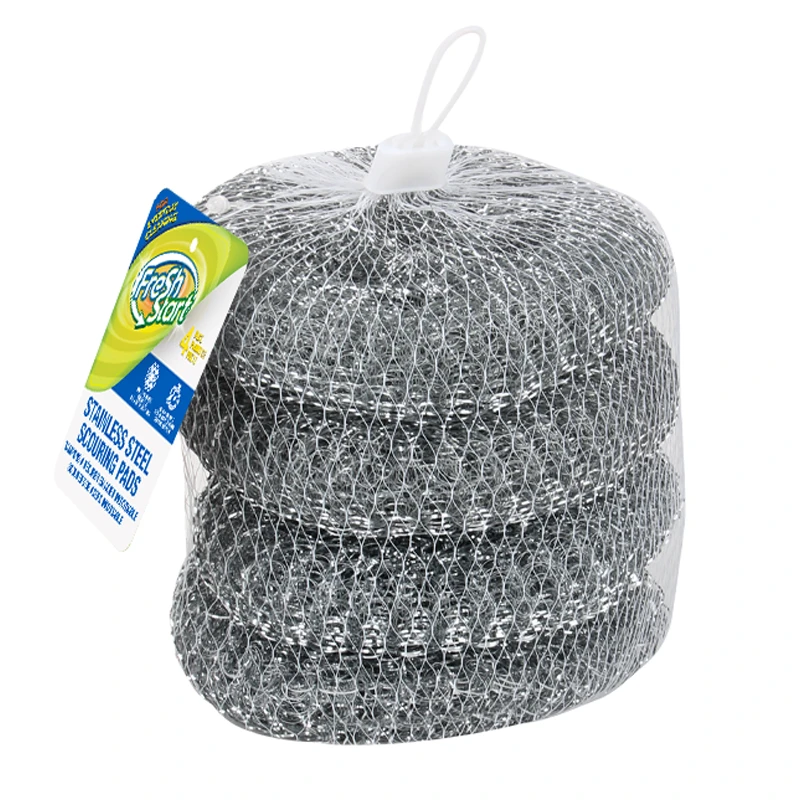 Fresh Start Scourers Stainless Steel Mesh Bag 4PK