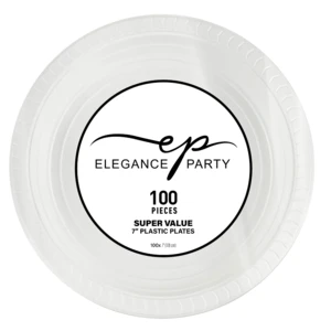36128, EP Plastic Plate 7in White 100CT Value, 191554361287