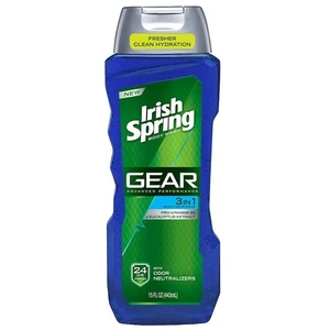 ISG18R, Irish Spring Gear Body Wash 18oz Reg 3-in-1, 3500026347