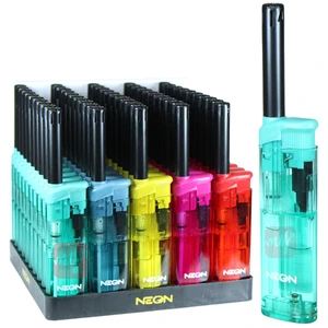 ZY-6BL, Neon Transparent Body & Refillable Mini Candle Lighter, 855553008269