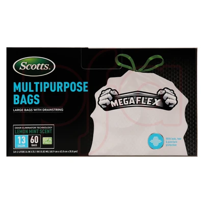ST-30202, Drawstring Trash Bag Flex 13 Gal 60CT White Lemon - Scotts, 191554302020