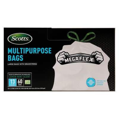 ST-30202, Drawstring Trash Bag Flex 13 Gal 60CT White Lemon - Scotts, 191554302020