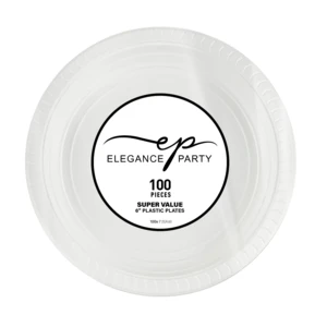 36127, EP Plastic Plate 6in White 100CT Value, 191554361270