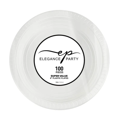 36127, EP Plastic Plate 6in White 100CT Value, 191554361270