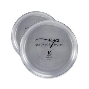 36278, Elegance Party Edge 10PK 10.25" Dinner Plate Clear+Silver, 191554362789