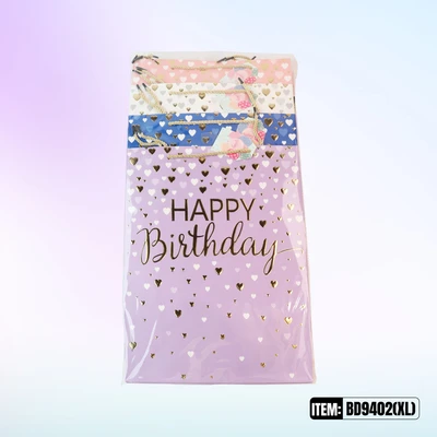 BD9402-XL, Birthday Gift Bags XL.Assorted x4  Styles 11.8"x4.7"x16.5", 887257130694