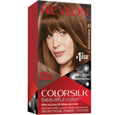 CS43, Revlon ColorSilk Hair Color #43 Medium Golden Brown, 309978695431