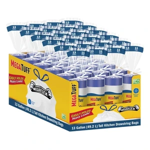 30181, MegaTuff MegaFlex Tall Kitchen Drawstring Trash Bags 13Gal 11CT, 191554301818