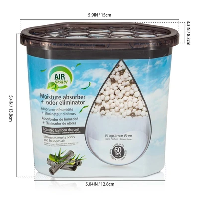 60153, Air Fusion Moisture Absorber & Odor Eliminator 14oz – Activated Bamboo Charcoal, 191554601536