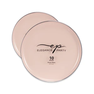 36309, Elegance Party Edge 10PK 10.25" Dinner Plate Blush+Silver, 191554363090