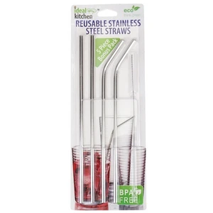 39106, Ideal Kitchen Stainless Steel Straw + Cleaner 5PK, 191554391062