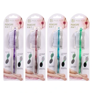 46100, Bazic Beauty Multifunctional 4-in-1 Pedicure Foot Brush in 4 Colors, 191554461000