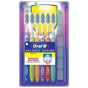 OB6BFCS-L, Oral-B Toothbrush 6PK Bacteria Fighter w/ Cap Soft, 4987176071545