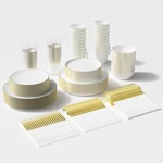 OL36450, 220PK 豪华餐具套装白色+金边