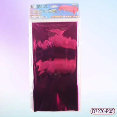 D7270-P05, Metallic Table Cover Hot Pink.54"x108", 887257572715