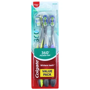 CTB-360FT3, Colgate Toothbrush 360 Floss Tip 3PK, 8901314218346