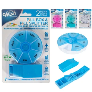 46109, Wish Pill Box Weekly w/ Pill Cutter Set, 19155446109