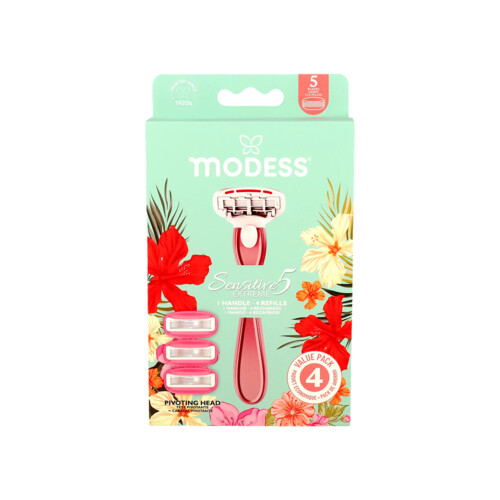 Modess Sensitive 5 Extreme Women's Razor Set (1 Handle + 4 Refills)