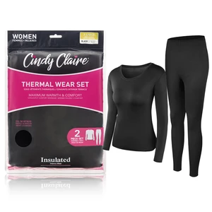 18301, Cindy Claire Thermal Set Women Black, 191554183018