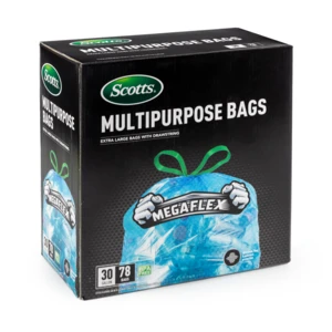 ST-30209, Drawstring Trash Bag Flex 30 Gal 78CT Clear Blue - Scotts, 191554302099