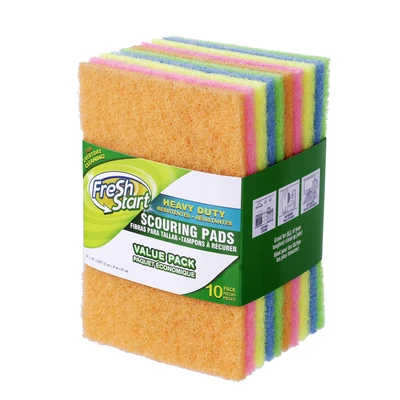 32209, Fresh Start Heavy Duty Scouring Pads 10PK -Assorted Colors, 191554322097