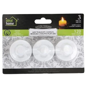 48100, Ideal Home LED Tealight 3PK Amber Light, 191554481008