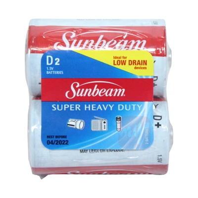 16533, Sunbeam Battery Alkaline 2PK D, 629312165339