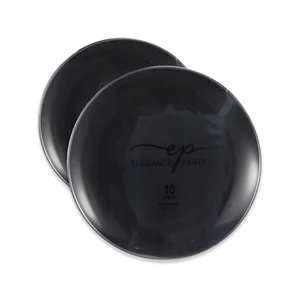 36266, Elegance Party Curve 10PK 10.25" Dinner Plate Black+Silver, 191554362666