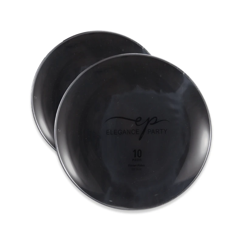 Elegance Party Curve 10PK 10.25" Dinner Plate Black+Silver