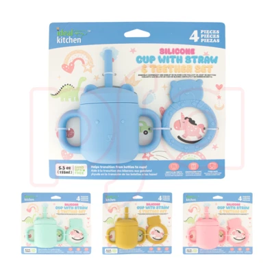 38253, Ideal Kitchen Silicone Straw Cup & Teether Set, 191554382534