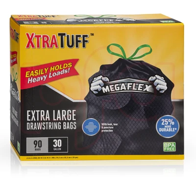 30171, Xtratuff Trash Bag Drawstring MegaFlex 30G 90CT, 191554301719