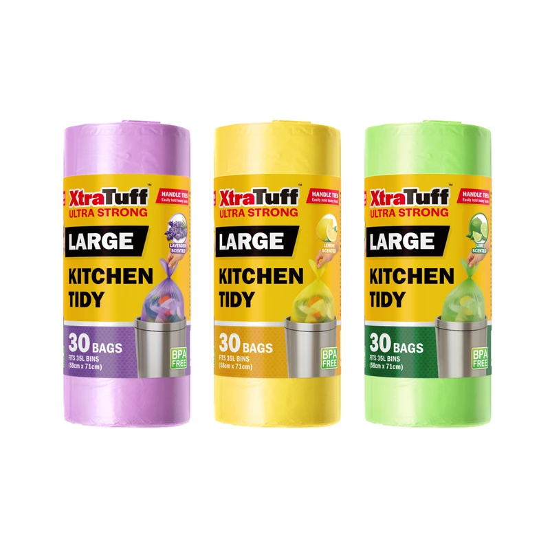 Bin Liner Kitchen Tidy Garbage Bag with Handle 35L 58cm x 71cm - 30pk