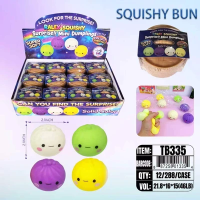 TB335, Ralex Squishy Surprise Mini Dumplings 4/Colors 2.16", 887258013354