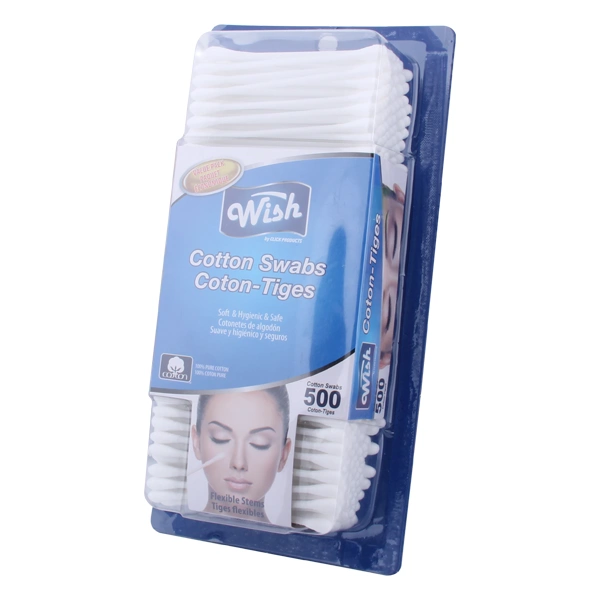 24002, Wish Cotton Swabs 500CT Plastic Stick, 191554240025