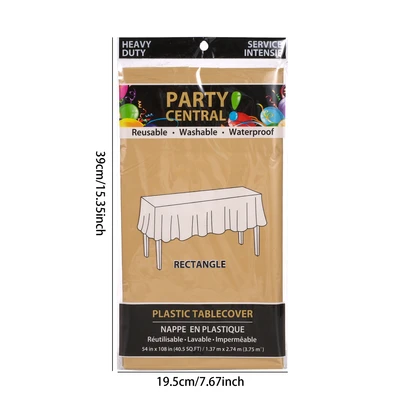 50011, Party Central Heavy Duty Rectangle Plastic Tablecover - Gold, 191554500112