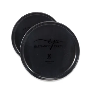 36264, Elegance Party Edge 10PK 7.5" Dinner Plate Black+Silver, 191554362642