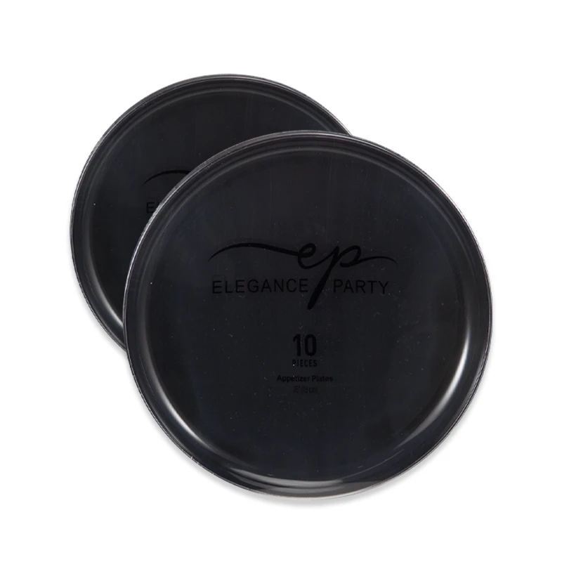 Elegance Party Edge 10PK 7.5" Dinner Plate Black+Silver